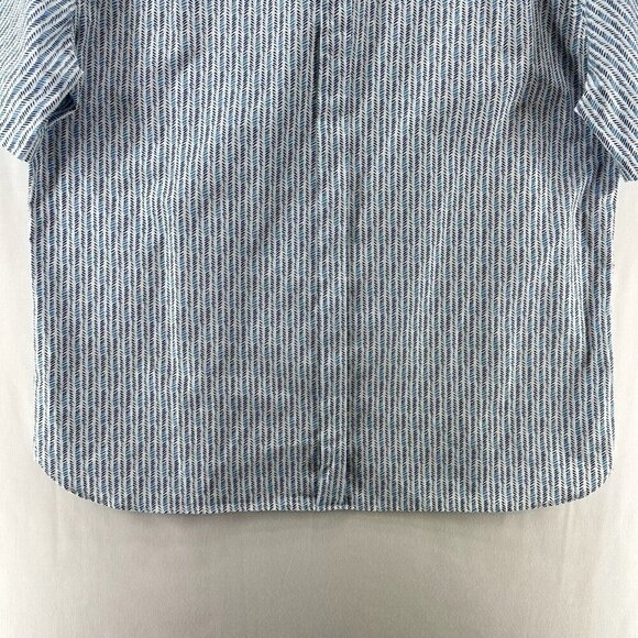 Pronto Uomo Shirt Mens Sz 2XL Herringbone Button Down Short Sleeve Cotton Blue - Picture 6 of 10